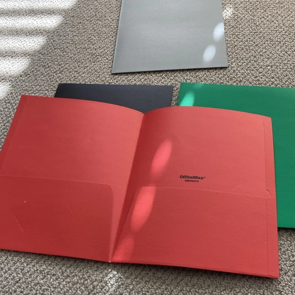NEW OfficeMax Folders Four Pack Folio Two Pocket Multicolor Office Supplies